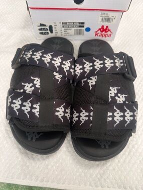 Kappa Black Sandals with White Logo Print